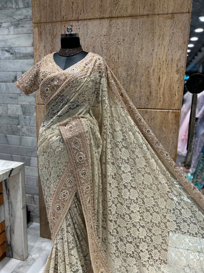 Lace saree wedding sari women sarees with readymade blouse