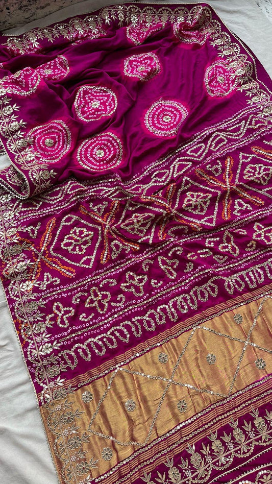 Nimisha bandhani saree gajji silk sarees traditional sari blouse