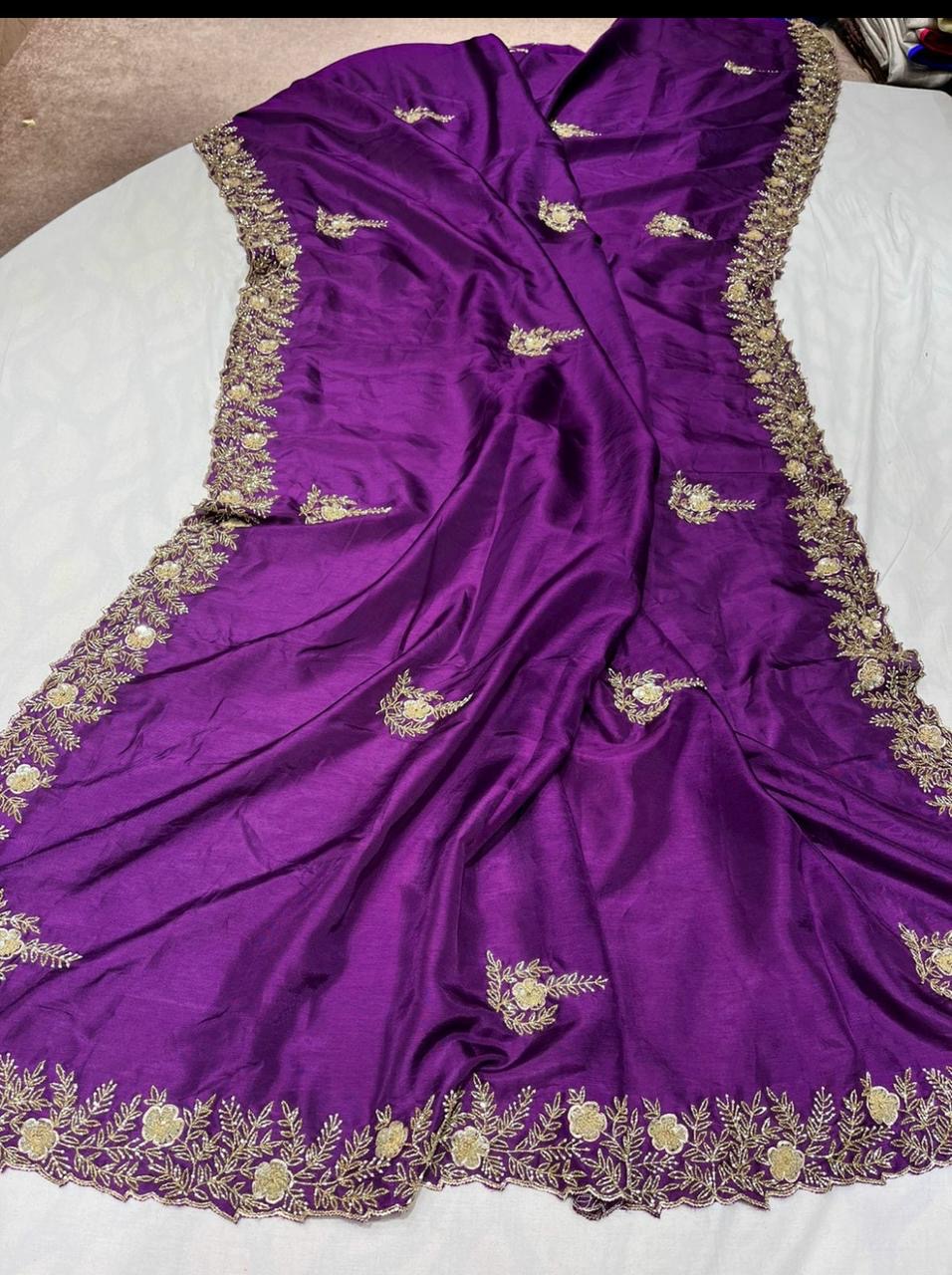 Sanes reception saree zardosi saree partywear sari blouse