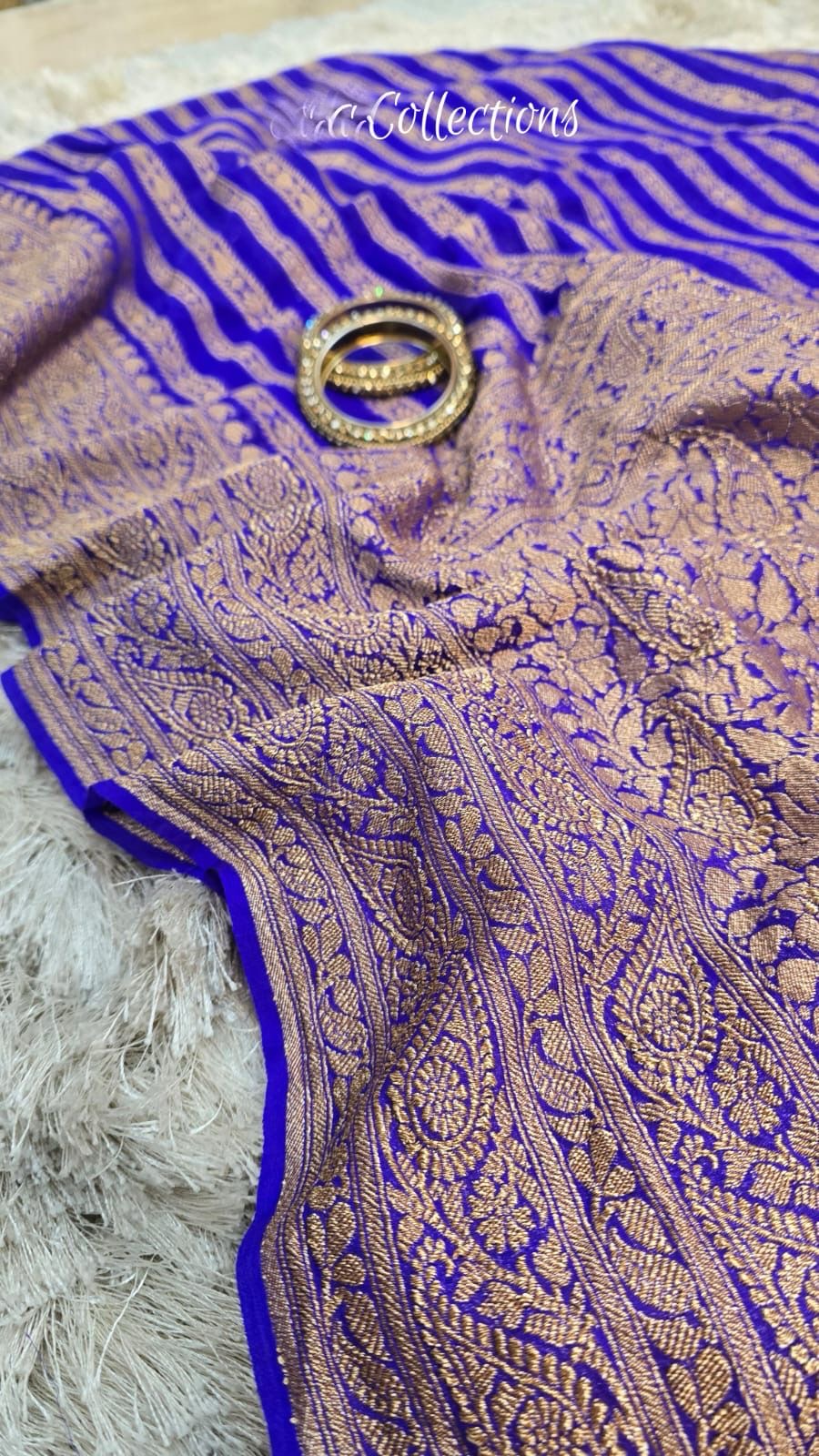 Blue Khaddi georgette saree Indian saree handwoven sari blouse