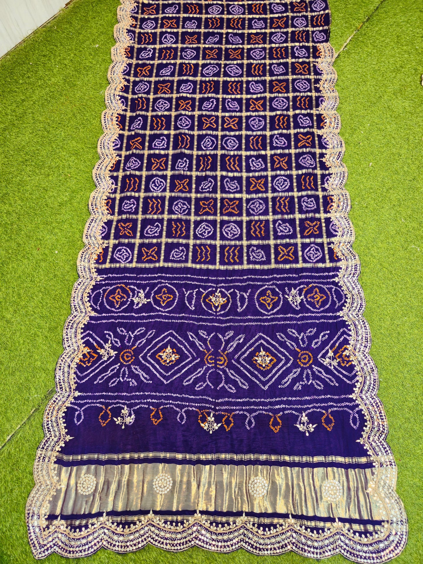 Purple gharchola saree gotta Patti saree Indian traditional sari blouse