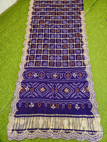 Purple gharchola saree gotta Patti saree Indian traditional sari blouse
