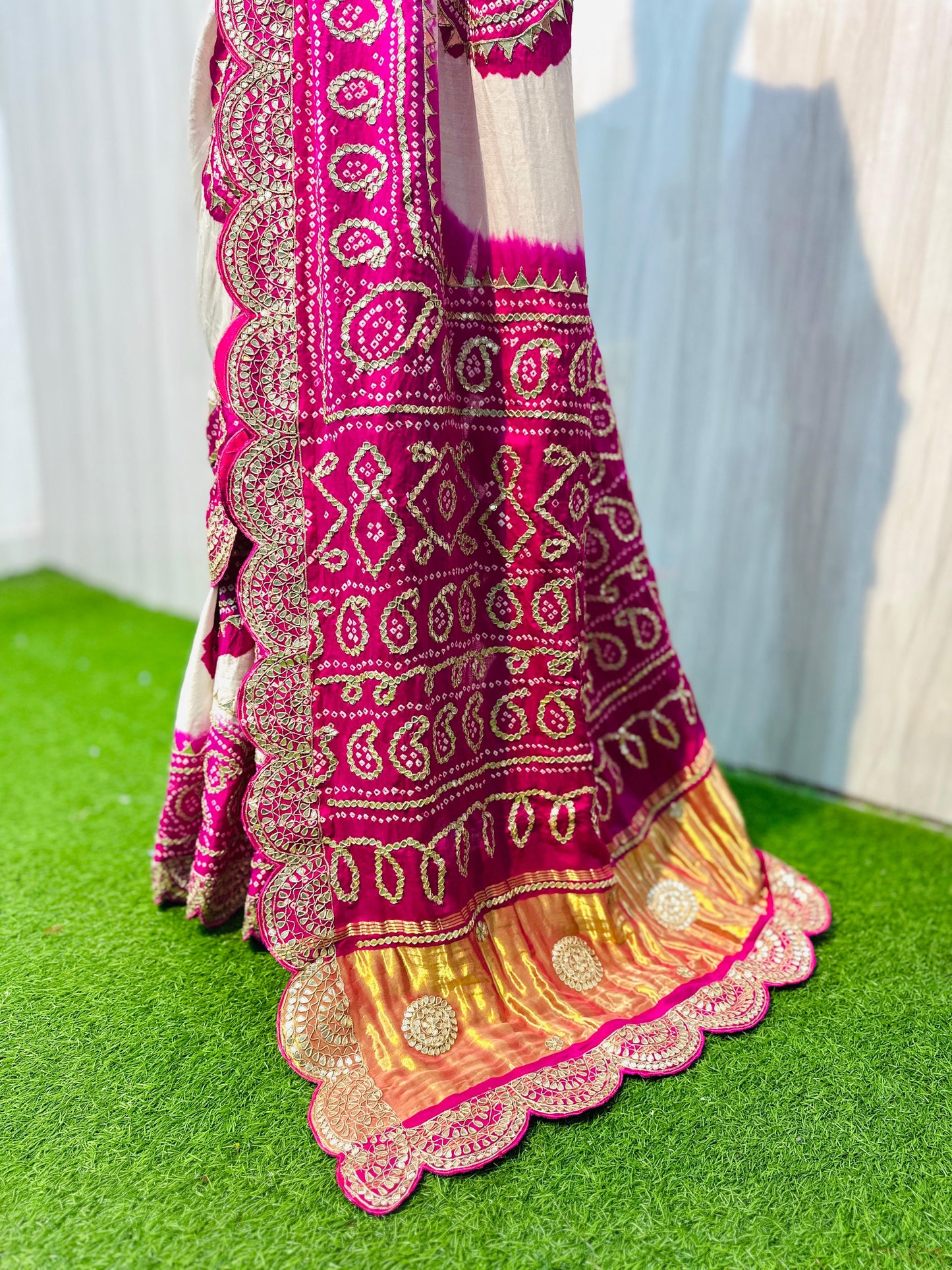 White gajji silk saree wedding sari blouse