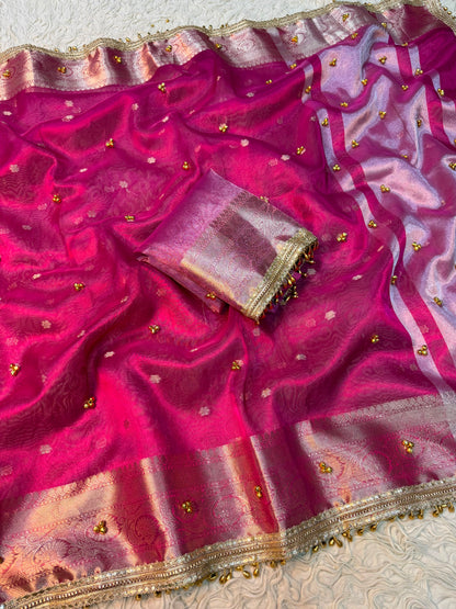 Bollywood saree celebrity inspired saree ghungroo pink sari blouse