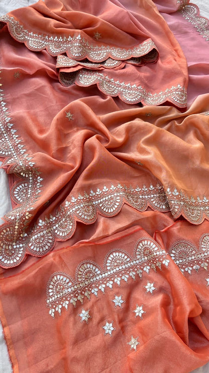 Kiwash zari munga Indian sarees