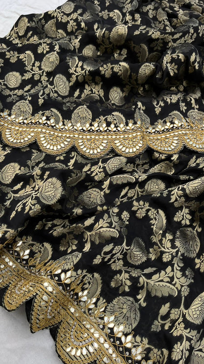 Weaving Banarsi Saree khaddi Gorgette saree Women Sari