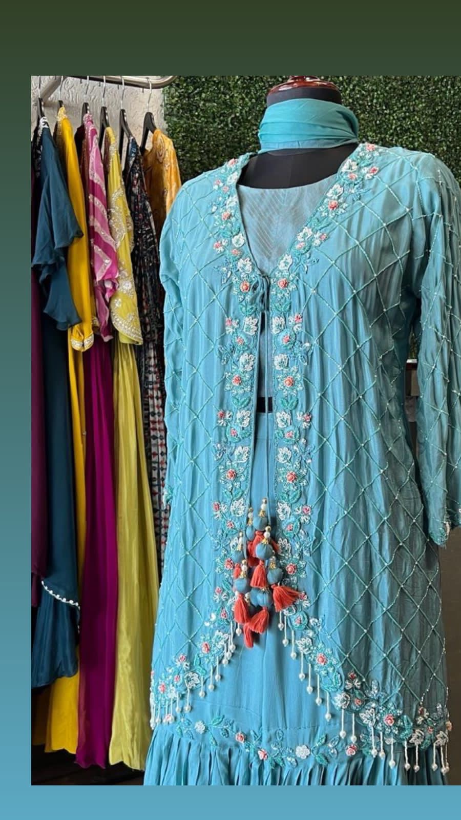 Firoza blue Indowestern Dress Women Dress
