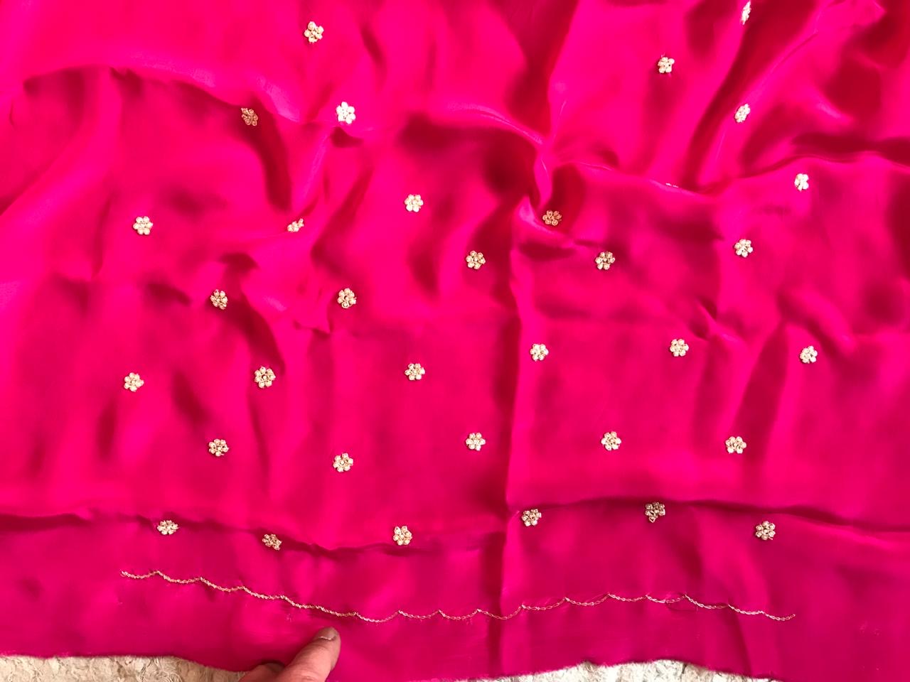 Pink Fuchsia Premium Crepe Saree