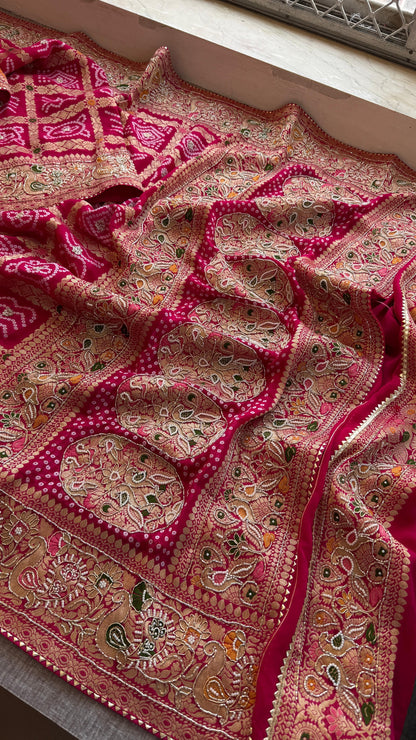 Nahisha khaddi Gorgette saree weaving sarees blouse