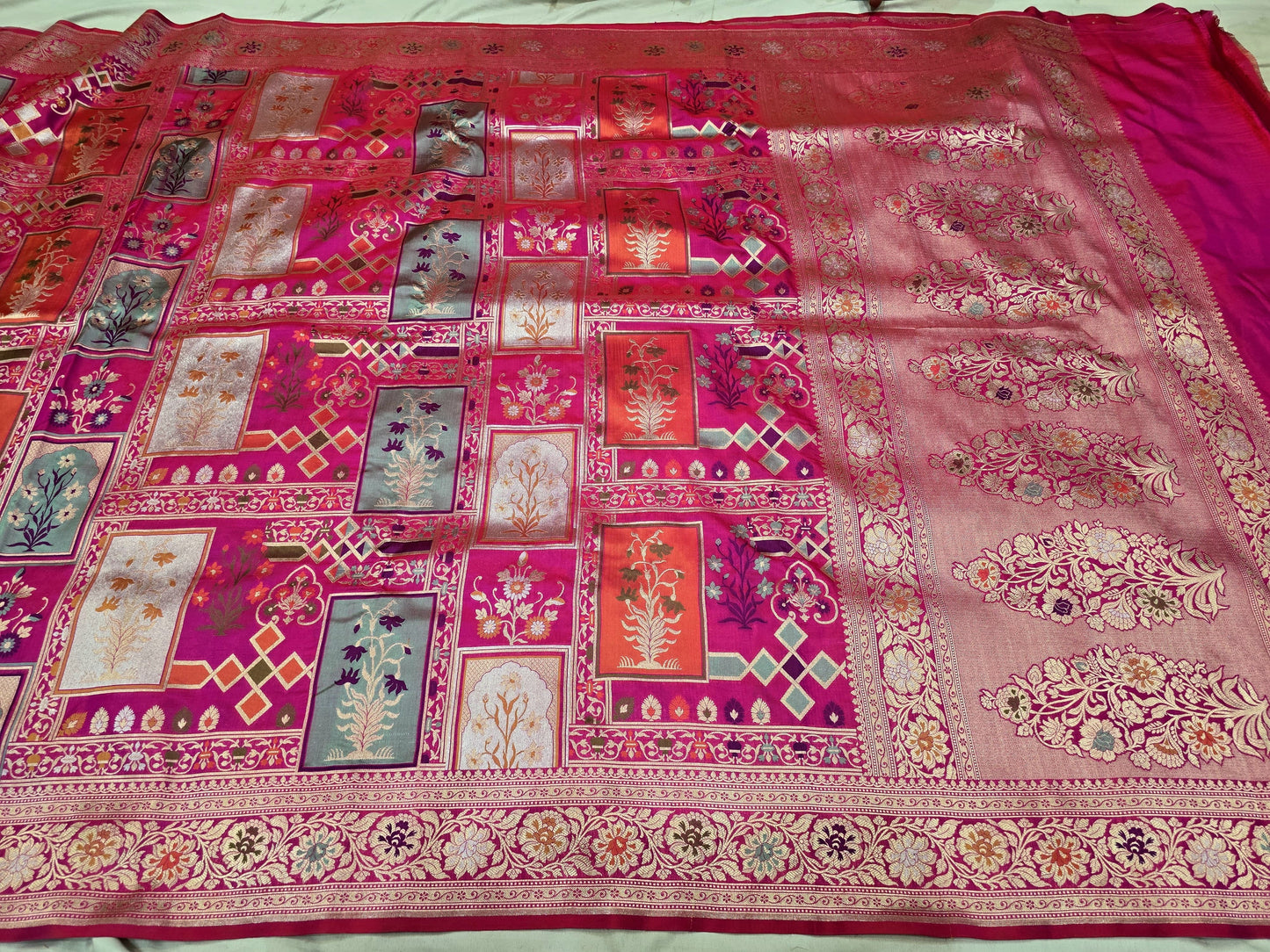 Mughal inspired Banarsi saree Katan silk saree Indian heritage saree blouse