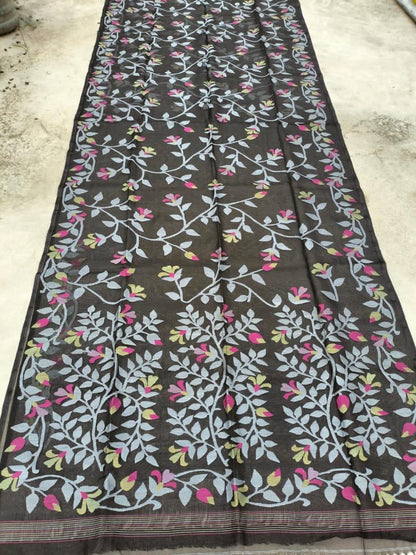 Black Hot Tantuj Jamdani Beautiful Women Sarees