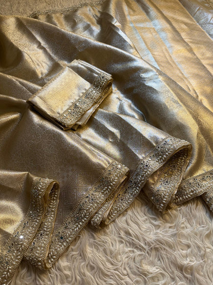 Tissue Kanjeevaram saree Zari silk saree blouse