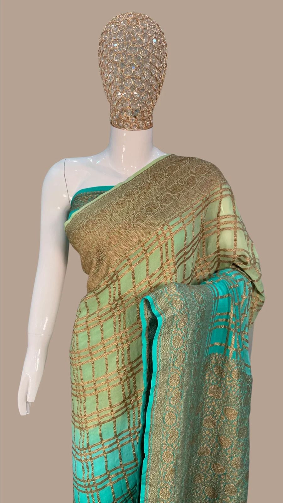 Harmaini khaddi gorgette saree