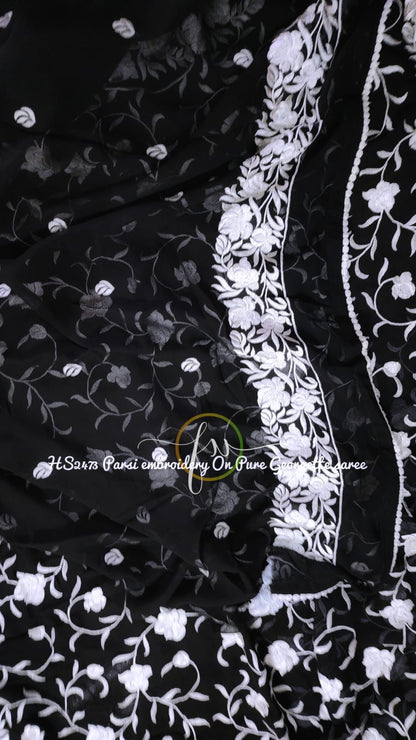 Black Persian inspired embroidery sarees