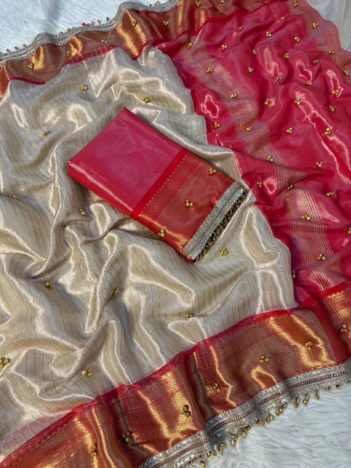 Handmade tissue saree viral ghungroo saree blouse