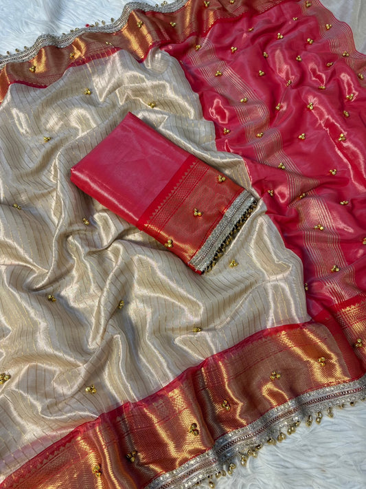 Handmade tissue saree viral ghungroo saree blouse