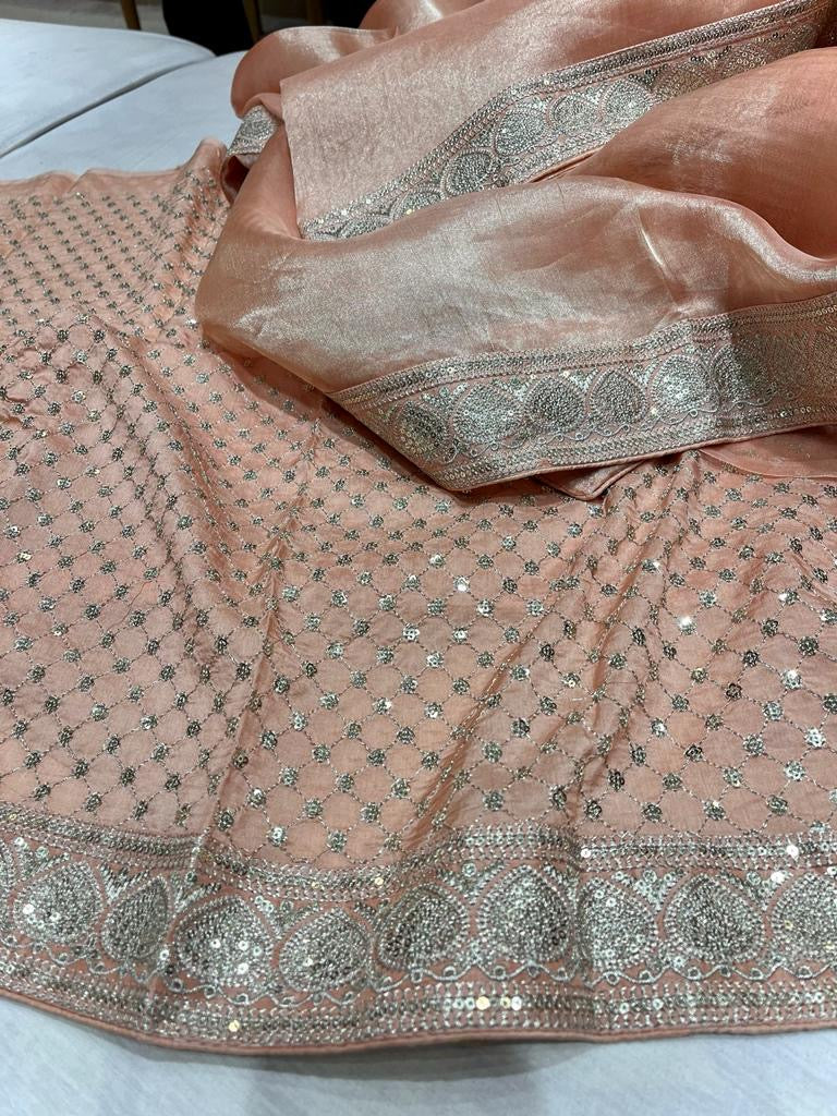 Inisha tissue Partywear saree women sari