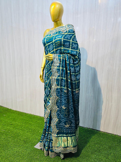 Rama gharchola saree gajji silk sarees blouse Indian sari
