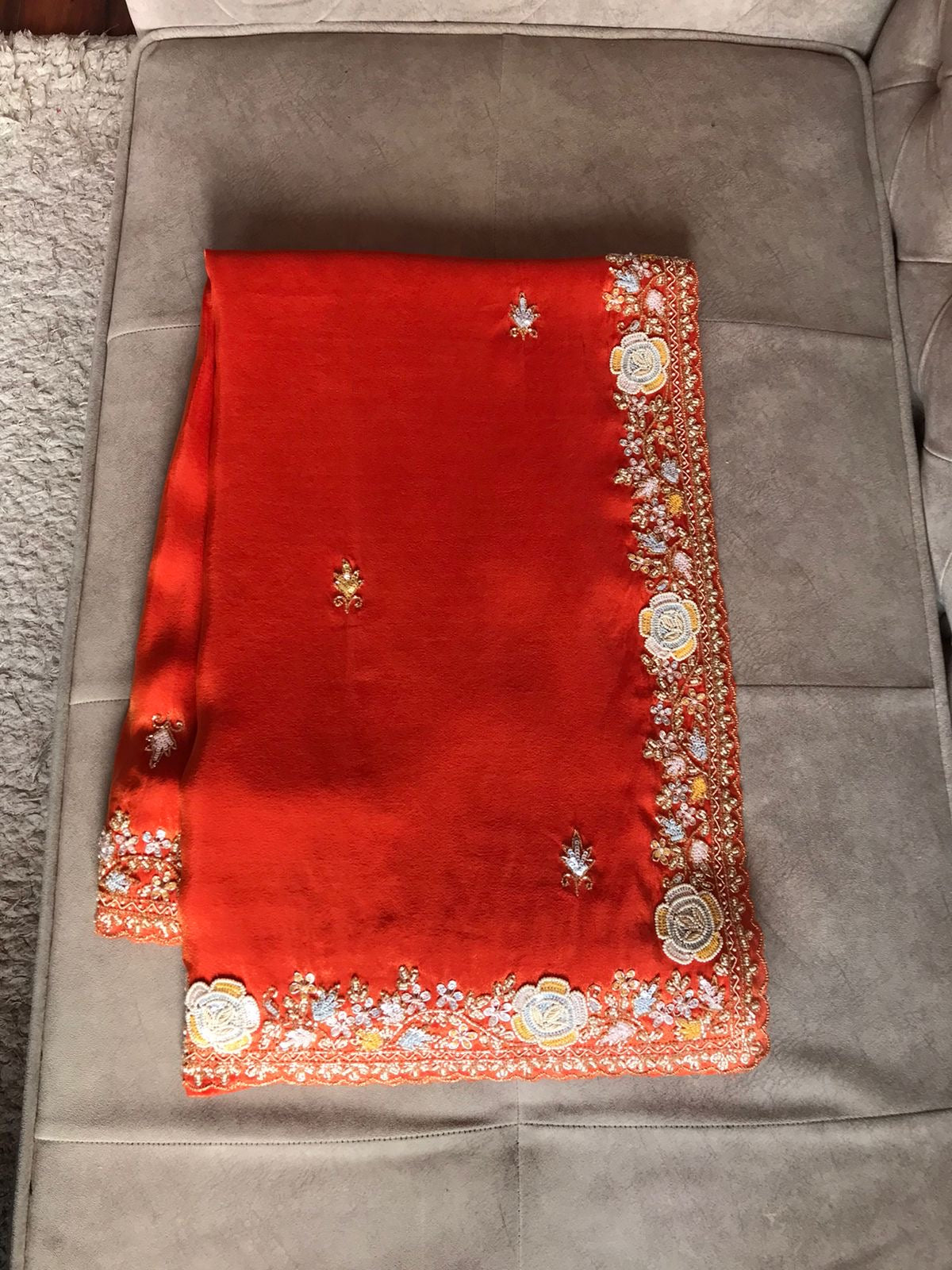 Orange Premium Shimmer Organza Tissue Silk Sarees