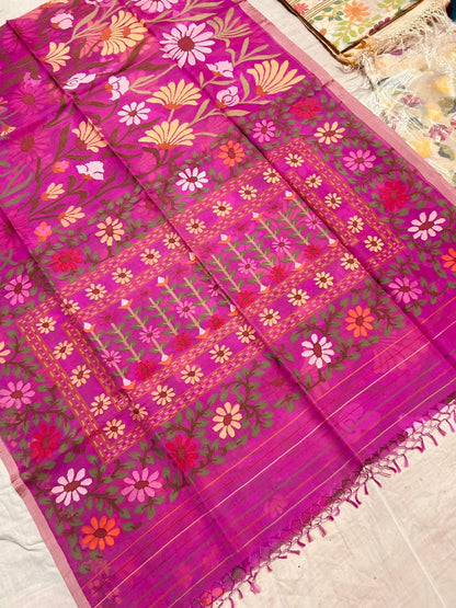 Vania pink tantuj jamdani saree Indian sari