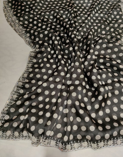 Polka dot inspired organza saree