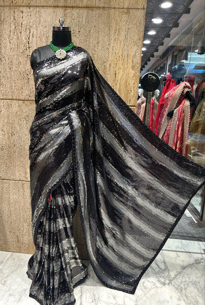 Sequins designer saree bridesmaid sarees exclusive Partywear sari blouse