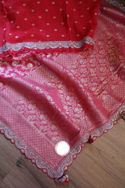 Wedding indd as purée bridal khaddi gorgette saree indian sari