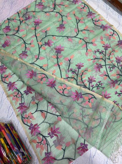 Handwoven Jamdani Tantuj saree Bengal traditional sarees
