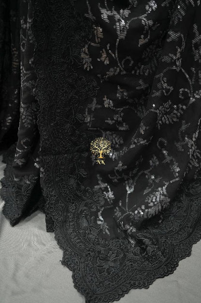 Black sequins beautiful gorgette sarees