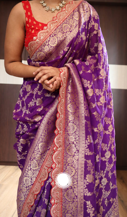 Purple Khaddi Georgette Sarees Beautiful Sarees