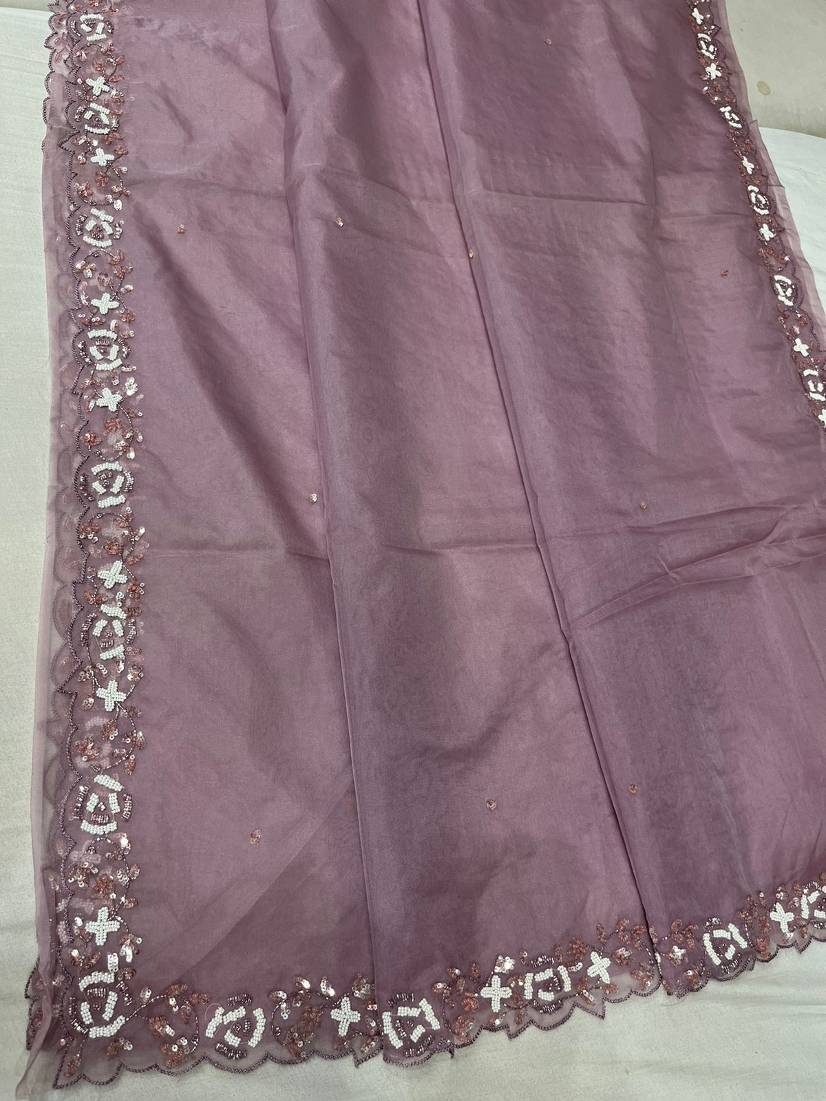 Rabina pearl sequins organza saree beautiful sari