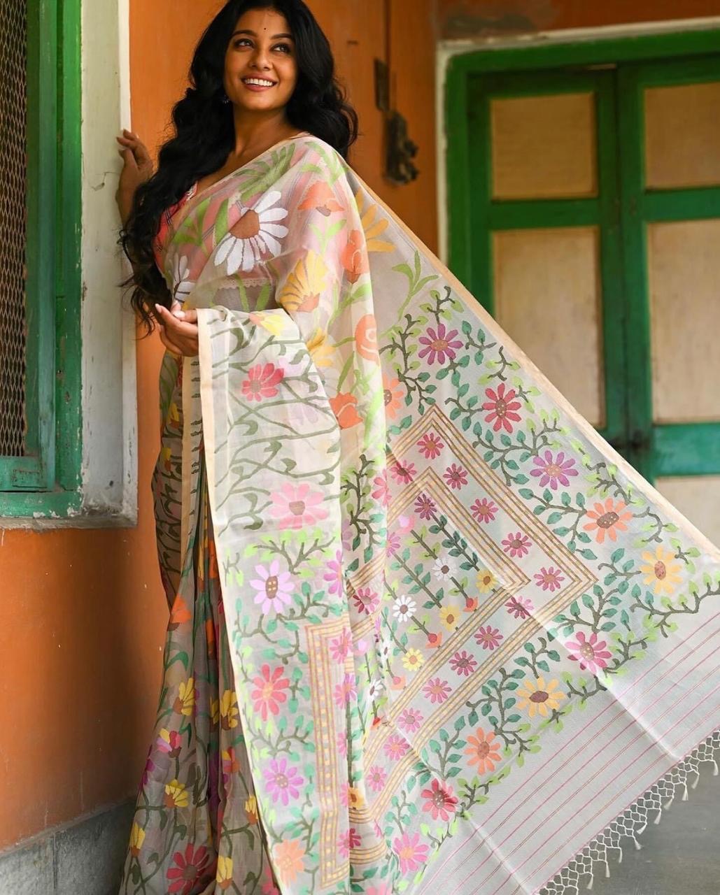 Reshma Tantuj Jamdani Indian Traditional Bengal Sarees