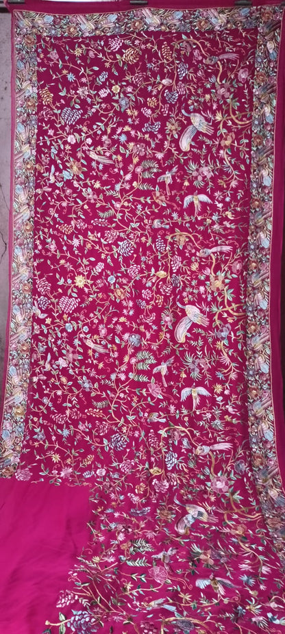 Pink Gorgette Authentic Parsi Gara Saree