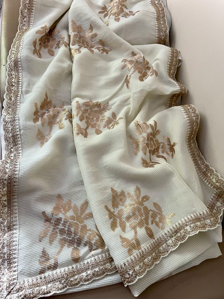 Ravish Sequence Gorgette Saree Partywear Sari