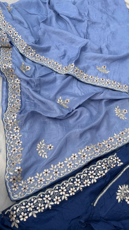 Gotta Patti Munga Silk Saree Indian Women Sarees