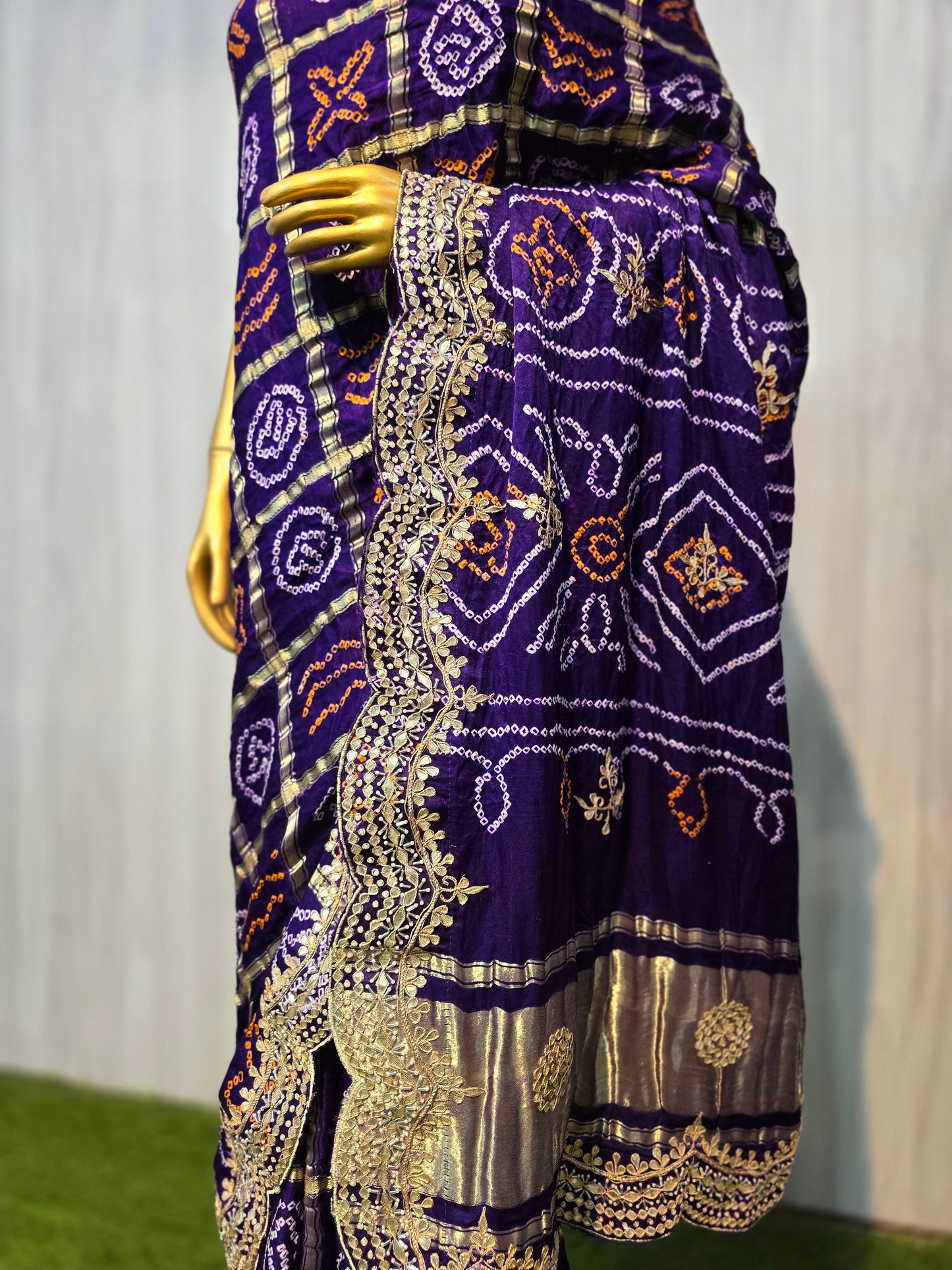 Purple gharchola saree gotta Patti saree Indian traditional sari blouse