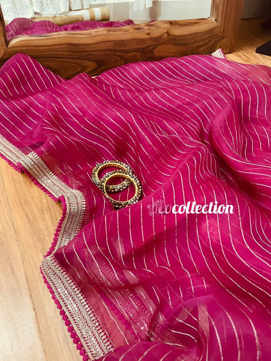 Princess pink organza silk saree partywear saree