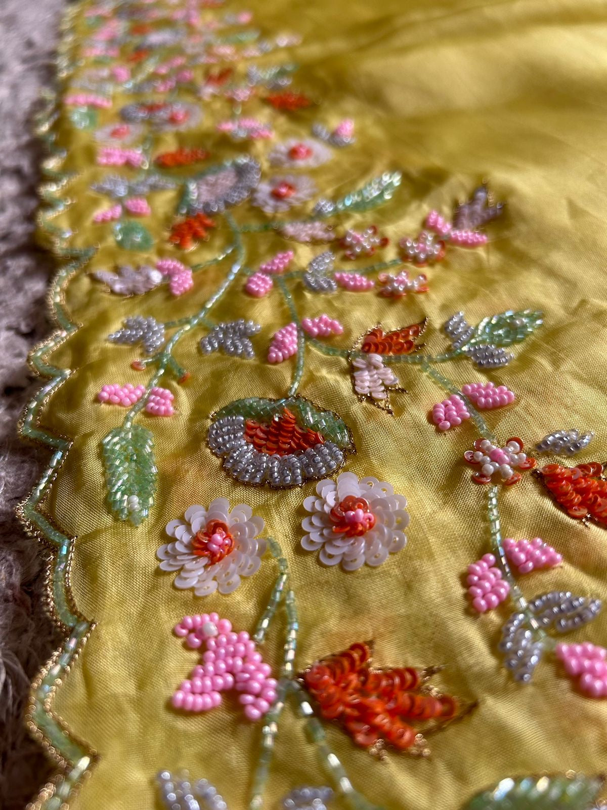 Yellow Embroidered Sarin Organza Silk Sarees
