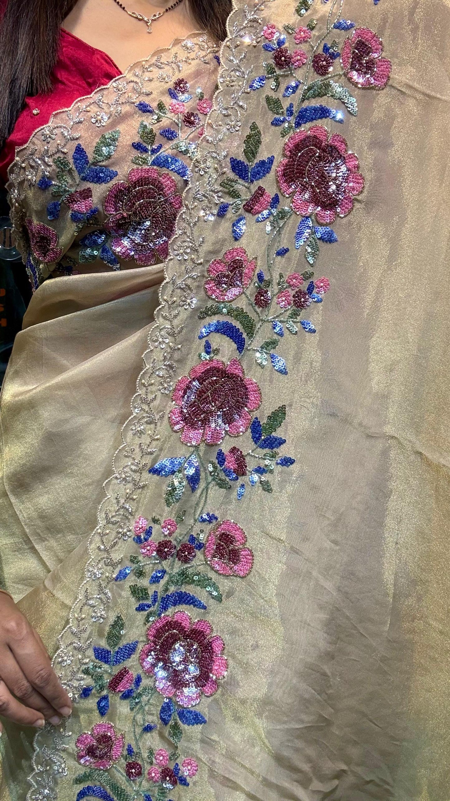 Gulnaar kanchi soft tissue silk saree reception saree for women