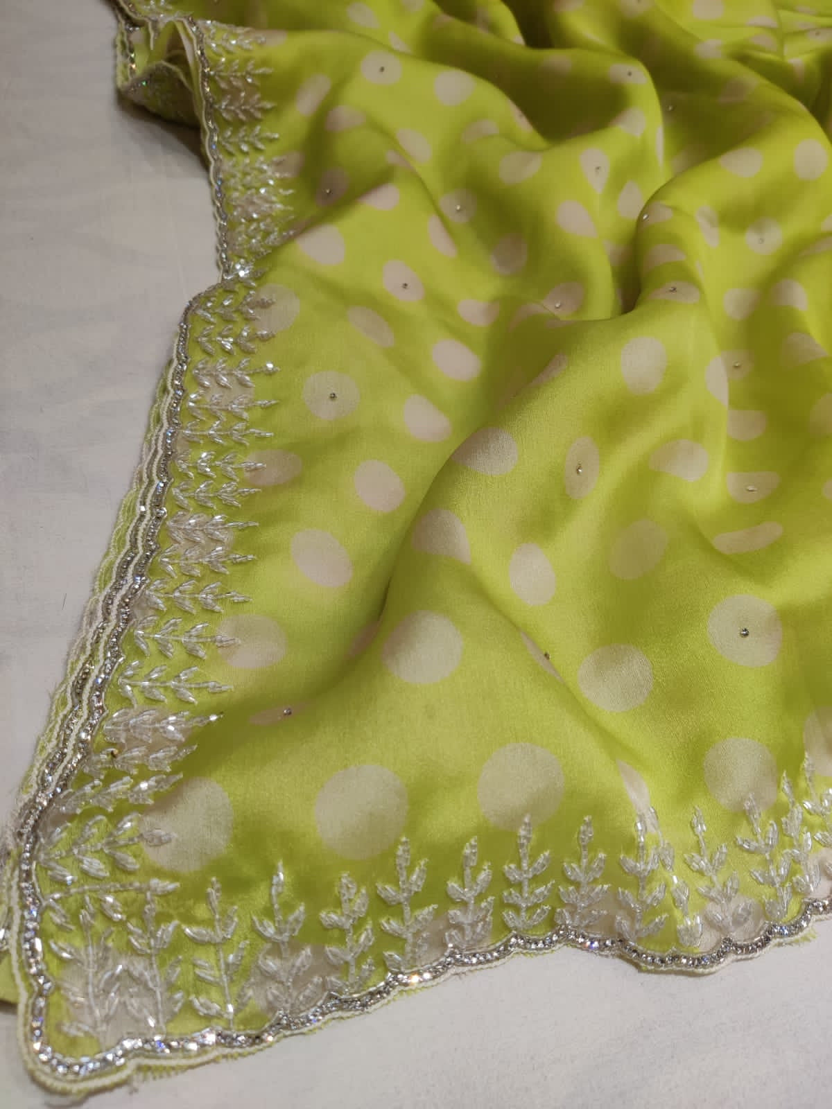 Polka dot inspired organza saree