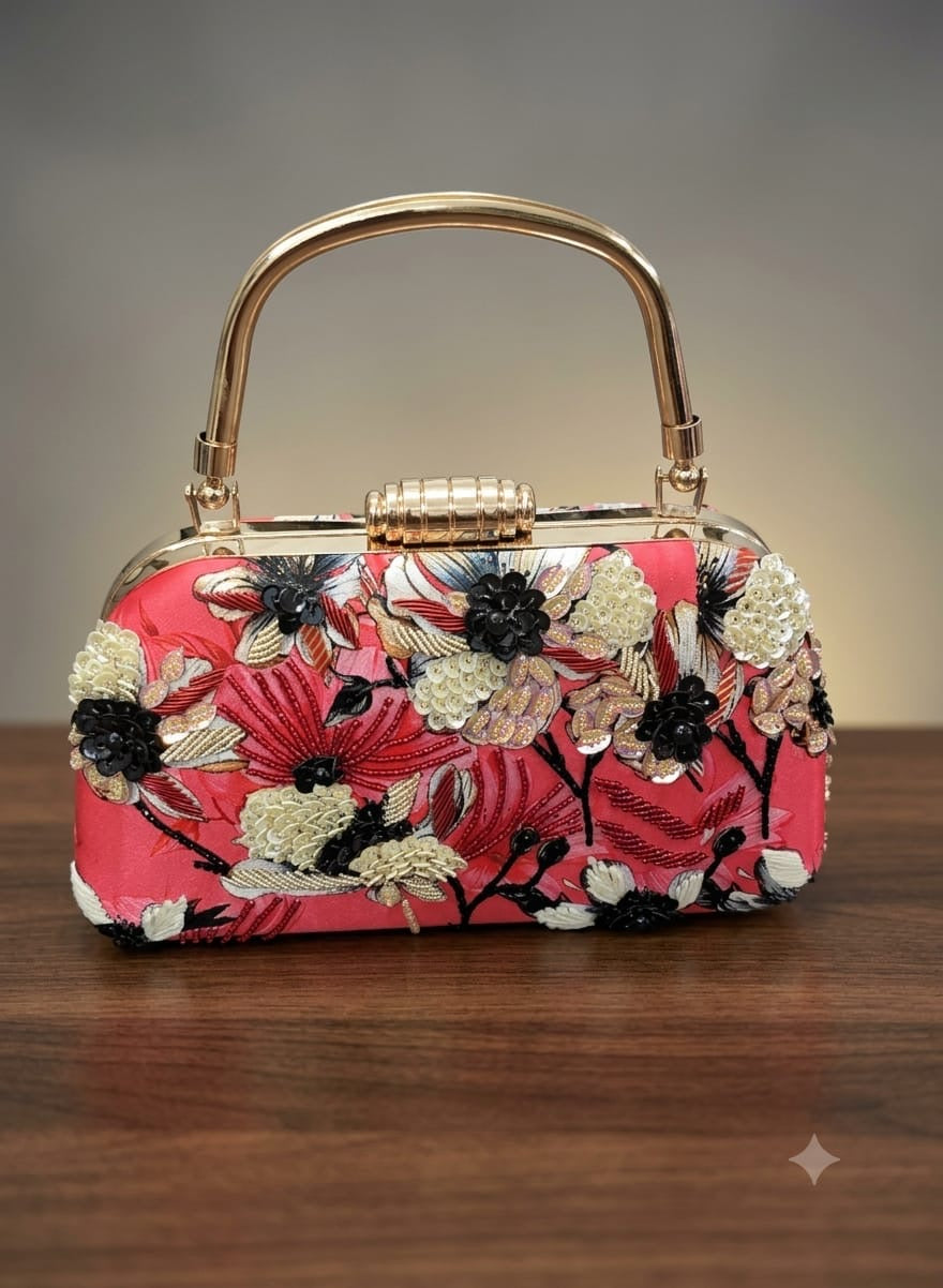 Floral clutch bag embroidery handbags Partywear clutch bag