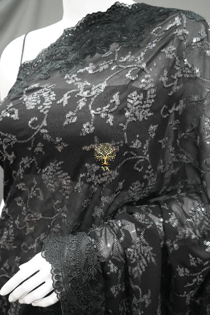 Black sequins beautiful gorgette sarees