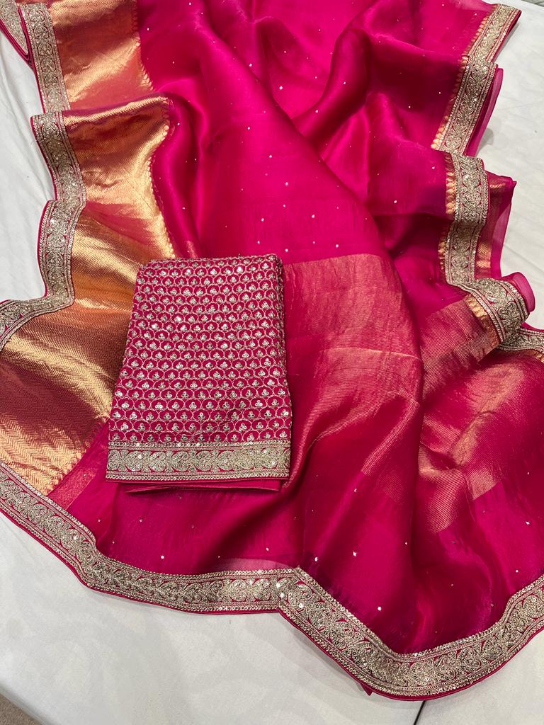 Iris Kanjeevaram inspired Organza sarees Partywear saree