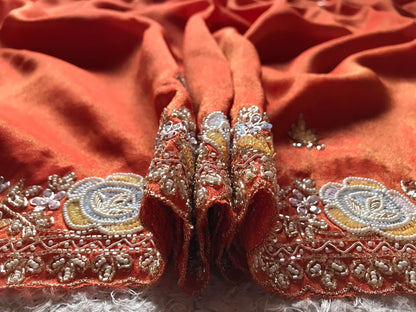 Orange Premium Shimmer Organza Tissue Silk Sarees