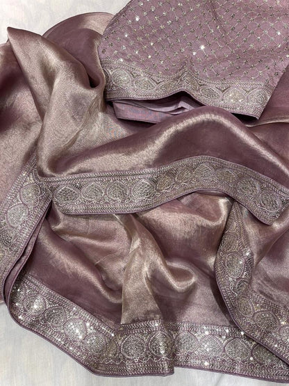 Inisha tissue Partywear saree women sari