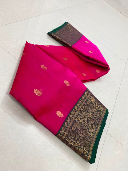 Pink Chanderi saree katan silk saree Indian sari blouse