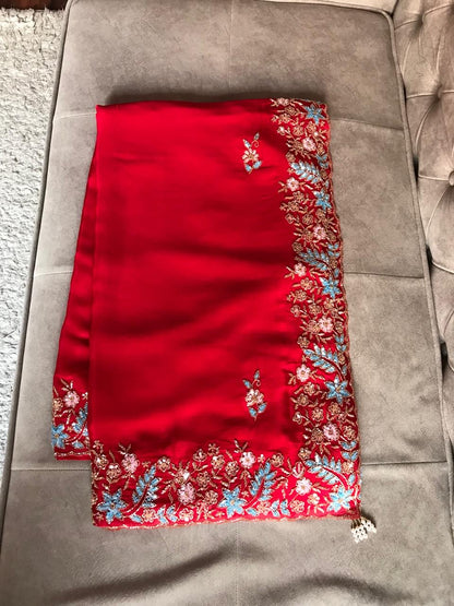 Rich Red Wedding Saree luxury saree women sarees