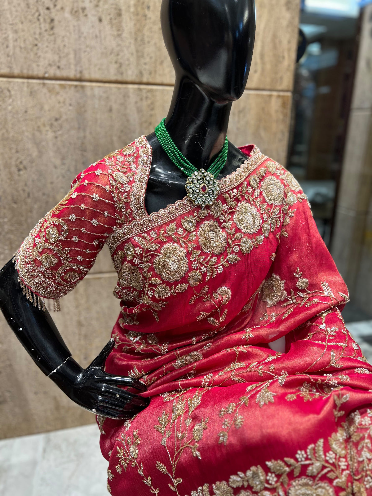 Handmade pure silk saree Kanjeevaram sari zardosi detailing wedding sari blouse