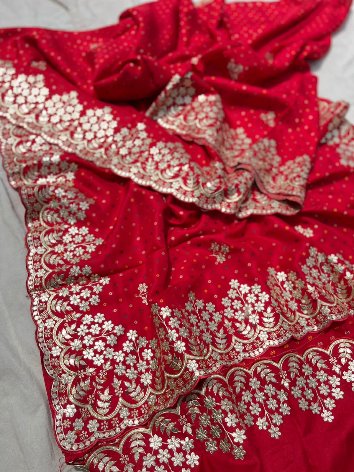 Munga Gottapatti Saree Bandhani saree