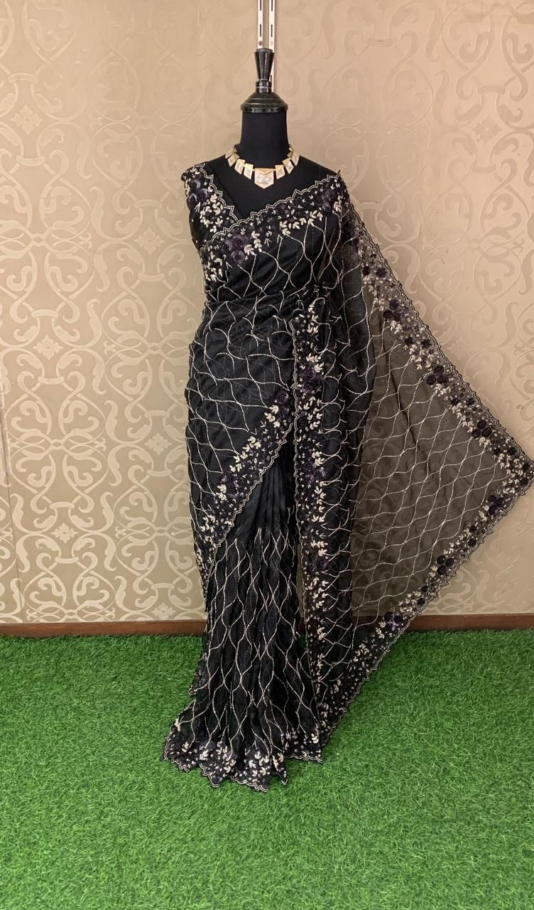 Venish Organza Saree Partywear sarees blouse